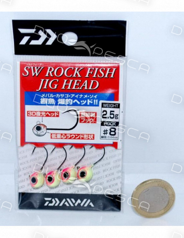 CABEZAS DAIWA SW ROCK FISH JIG HEAD 2.5GR TALLA 8 (4 UDS)